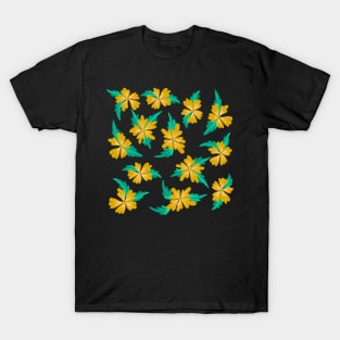 Black yellow flowers T-Shirt